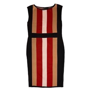 New York & Company Striped Midi Dress - Black, Red, and Tan